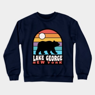 Lake George New York Adirondack Mountains Bear Badge Crewneck Sweatshirt